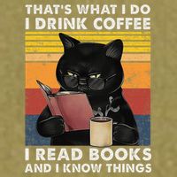 That's What I Do I Drink Coffee I Read Books Retro Black Cat Garment-Dyed Women's Muscle Tee