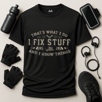 ThatS What I Do I Fix Stuff And I Know Things Funny Dad Performance Shirt