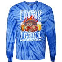 Thats What I Do I I Grill And Know Things Bbq Beer Cute Gift Tie-Dye Long Sleeve Shirt