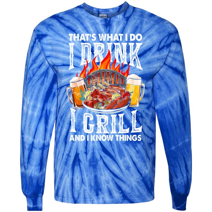 Thats What I Do I I Grill And Know Things Bbq Beer Cute Gift Tie-Dye Long Sleeve Shirt