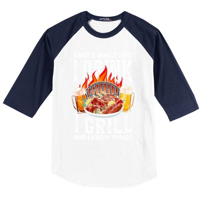 Thats What I Do I I Grill And Know Things Bbq Beer Cute Gift Baseball Sleeve Shirt