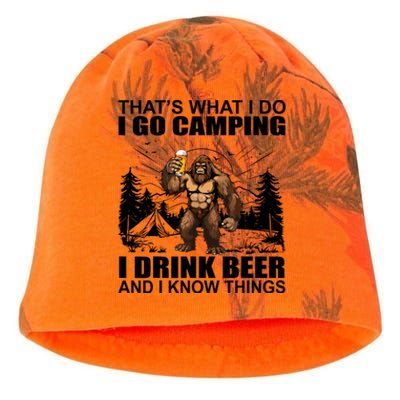 Thats What I Do I Go Camping I Drink Beer And I Know Things Kati - Camo Knit Beanie