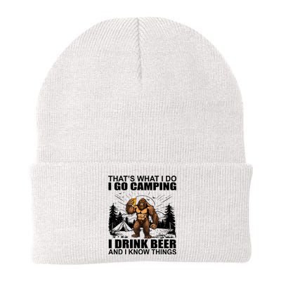 Thats What I Do I Go Camping I Drink Beer And I Know Things Knit Cap Winter Beanie