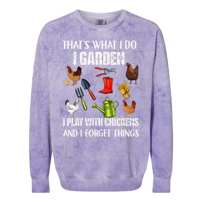 Thats What I Do I Garden I Play With Chickens Forget Things Colorblast Crewneck Sweatshirt