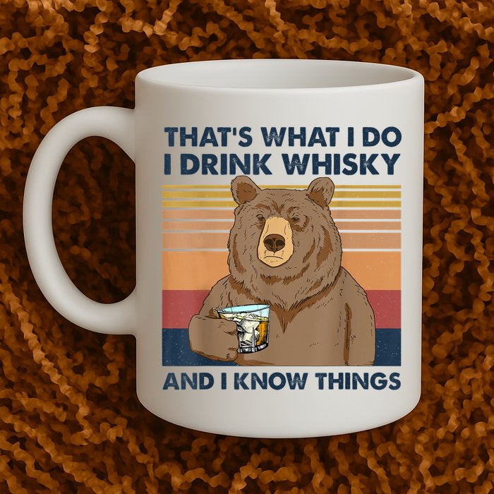 That's What I Do I Drink Whiskey And I Know Things Bear Tee Mug