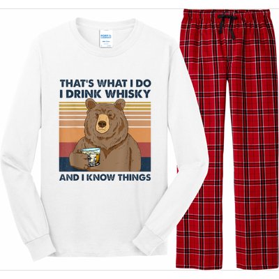 That's What I Do I Drink Whiskey And I Know Things Bear Tee Long Sleeve Pajama Set