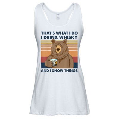 That's What I Do I Drink Whiskey And I Know Things Bear Tee Ladies Essential Flowy Tank