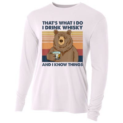 That's What I Do I Drink Whiskey And I Know Things Bear Tee Cooling Performance Long Sleeve Crew