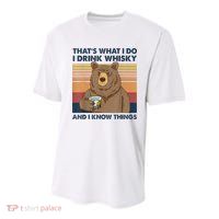 That's What I Do I Drink Whiskey And I Know Things Bear Tee Youth Performance Sprint T-Shirt