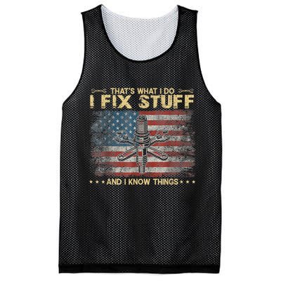 That's What I Do I Fix Stuff And I Know Things Funny Saying Mesh Reversible Basketball Jersey Tank