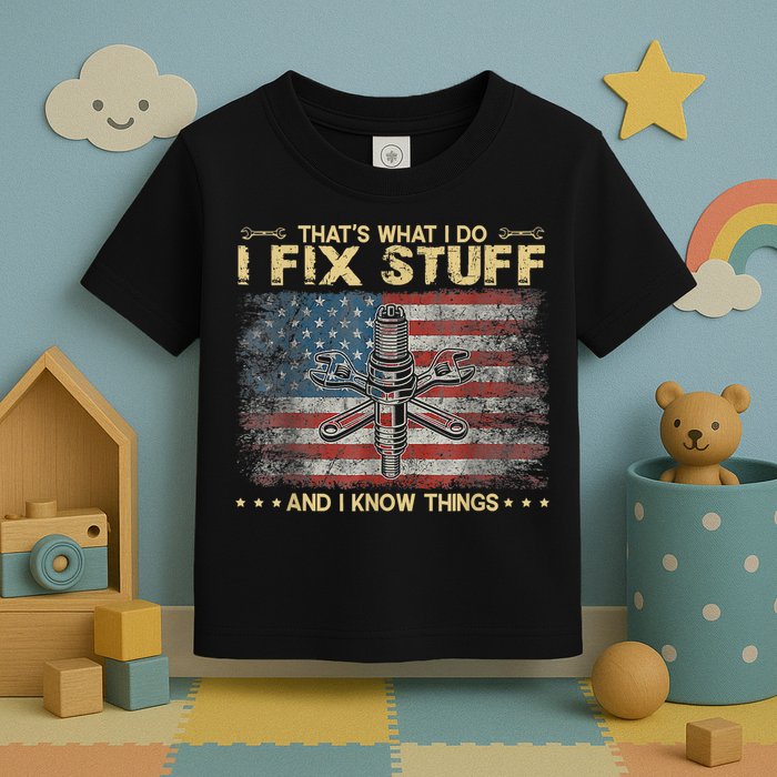 That's What I Do I Fix Stuff And I Know Things Funny Saying Toddler T-Shirt