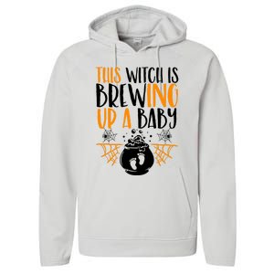 This Witch Is Brewing Up A Halloween Pregnant Costume Gift Performance Fleece Hoodie