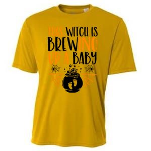 This Witch Is Brewing Up A Halloween Pregnant Costume Gift Cooling Performance Crew T-Shirt