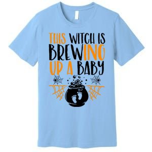 This Witch Is Brewing Up A Halloween Pregnant Costume Gift Premium T-Shirt