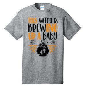 This Witch Is Brewing Up A Halloween Pregnant Costume Gift Tall T-Shirt