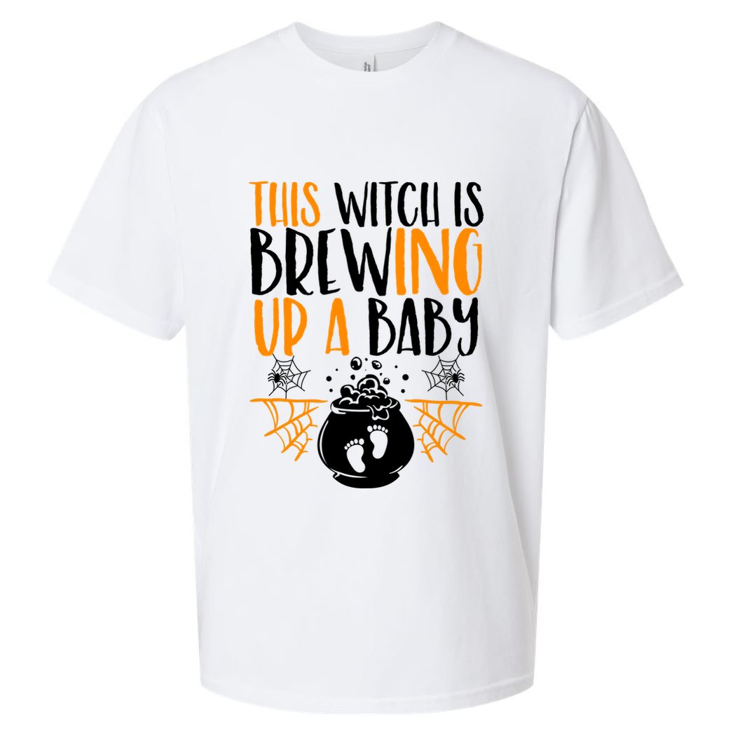 This Witch Is Brewing Up A Halloween Pregnant Costume Gift Sueded Cloud Jersey T-Shirt