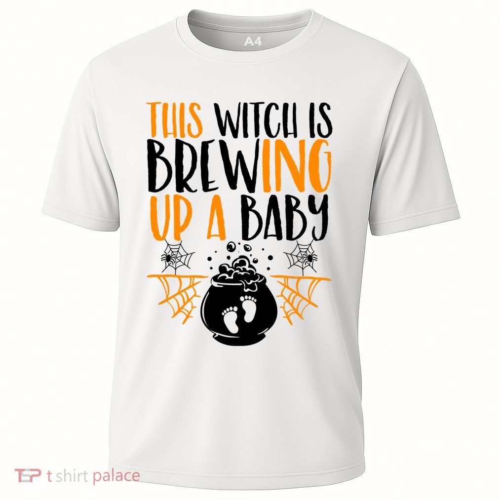 This Witch Is Brewing Up A Halloween Pregnant Costume Gift Performance Shirt