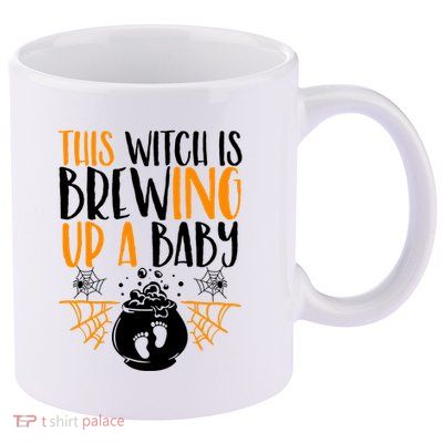 This Witch Is Brewing Up A Halloween Pregnant Costume Gift 11oz C Handle Ceramic Mug