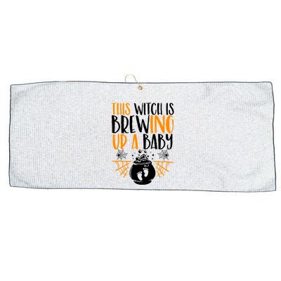 This Witch Is Brewing Up A Halloween Pregnant Costume Gift Large Microfiber Waffle Golf Towel