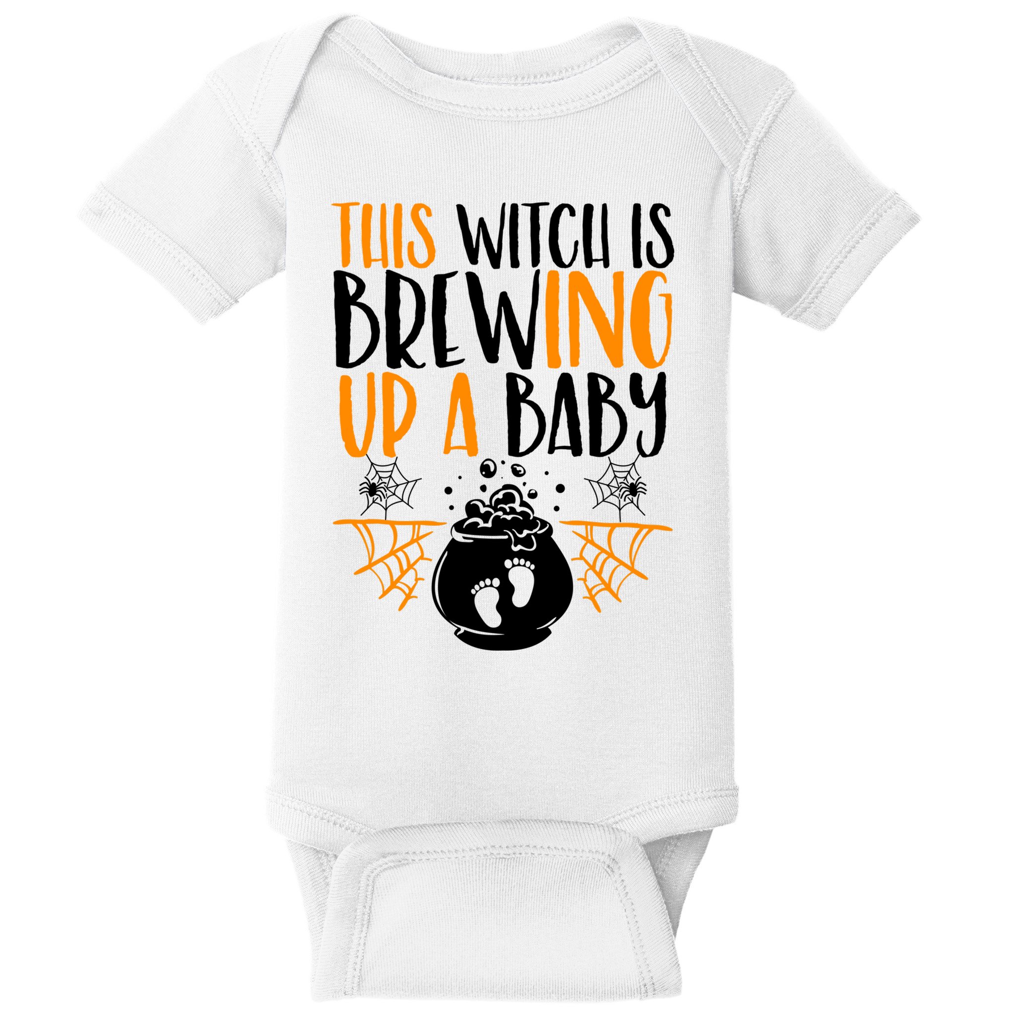 This Witch Is Brewing Up A Halloween Pregnant Costume Gift Baby Bodysuit