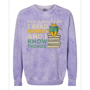 ThatS What I Do Reading Cat Funny Book & Cat Lover Colorblast Crewneck Sweatshirt