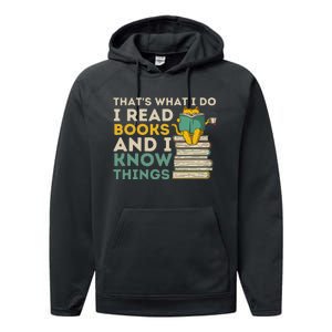 ThatS What I Do Reading Cat Funny Book & Cat Lover Performance Fleece Hoodie