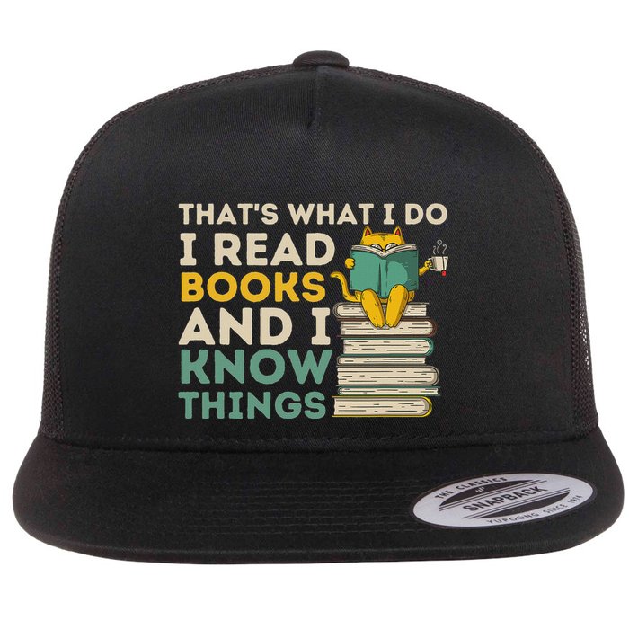 ThatS What I Do Reading Cat Funny Book & Cat Lover Flat Bill Trucker Hat