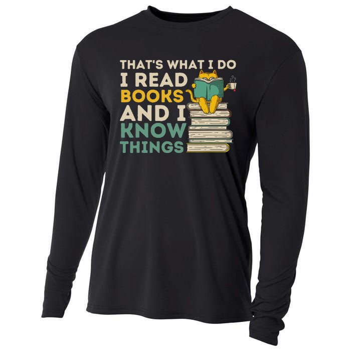 ThatS What I Do Reading Cat Funny Book & Cat Lover Cooling Performance Long Sleeve Crew