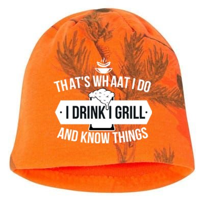 Thats What I Do I I Grill And Know Things Beer Bbq Funny Gift Kati - Camo Knit Beanie