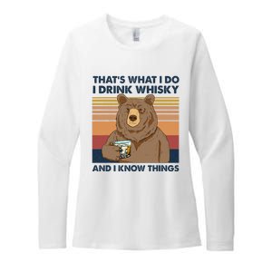 That's What I Do I Drink Whiskey And I Know Things Bear Tee Womens CVC Long Sleeve Shirt