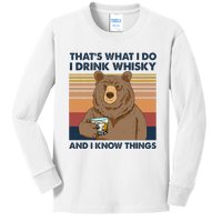 That's What I Do I Drink Whiskey And I Know Things Bear Tee Kids Long Sleeve Shirt