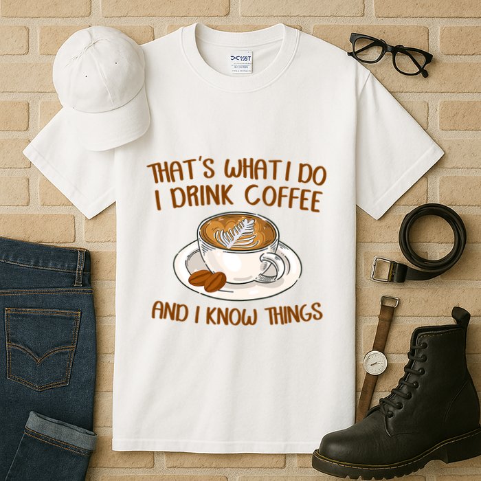 That's What I Do I Drink Coffee And I Know Things Tall T-Shirt