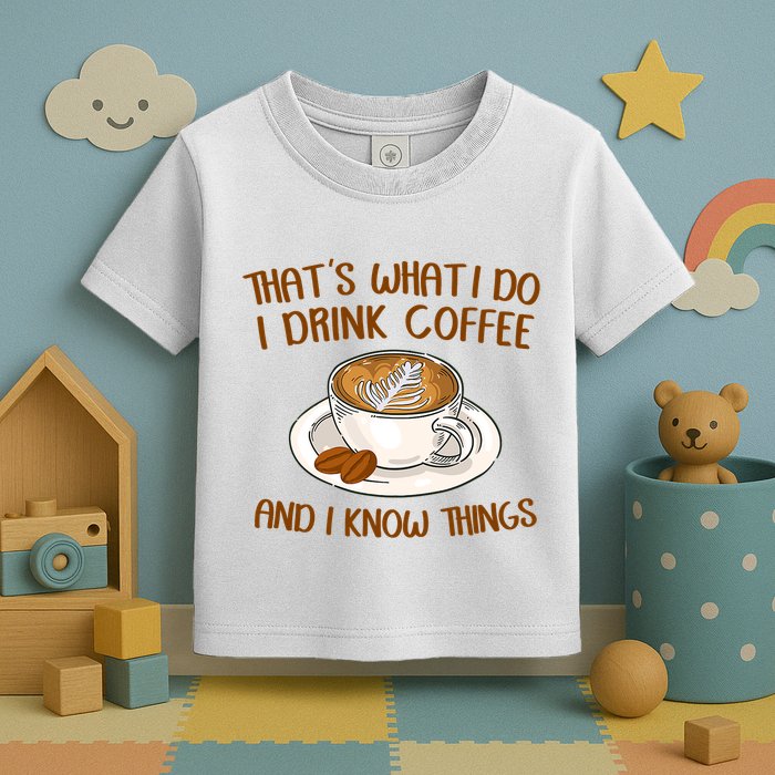 That's What I Do I Drink Coffee And I Know Things Toddler T-Shirt