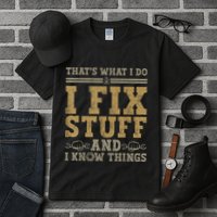 Thats What I Do I Fix Stuff And I Know Things Funny Men Tall T-Shirt