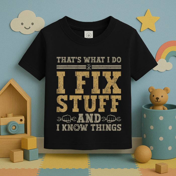 Thats What I Do I Fix Stuff And I Know Things Funny Men Toddler T-Shirt