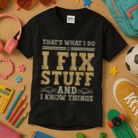 Thats What I Do I Fix Stuff And I Know Things Funny Men Kids T-Shirt