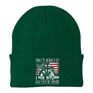 Thats What I Do I Fix Stuff And I Know Things Funny Men Knit Cap Winter Beanie