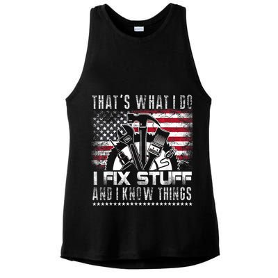 Thats What I Do I Fix Stuff And I Know Things Funny Men Ladies PosiCharge Tri-Blend Wicking Tank