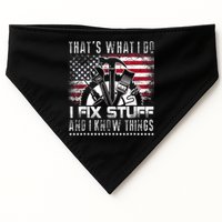 Thats What I Do I Fix Stuff And I Know Things Funny Men USA-Made Doggie Bandana