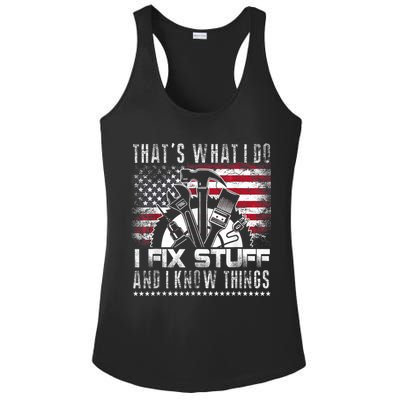Thats What I Do I Fix Stuff And I Know Things Funny Men Ladies PosiCharge Competitor Racerback Tank
