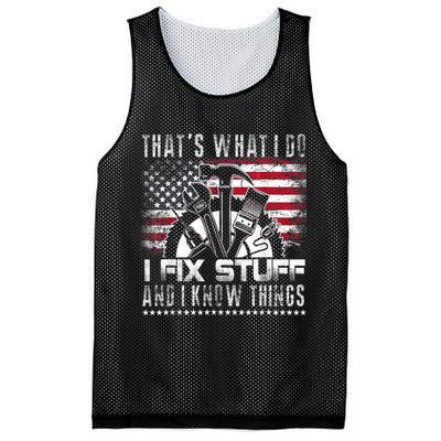 Thats What I Do I Fix Stuff And I Know Things Funny Men Mesh Reversible Basketball Jersey Tank