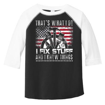 Thats What I Do I Fix Stuff And I Know Things Funny Men Toddler Fine Jersey T-Shirt