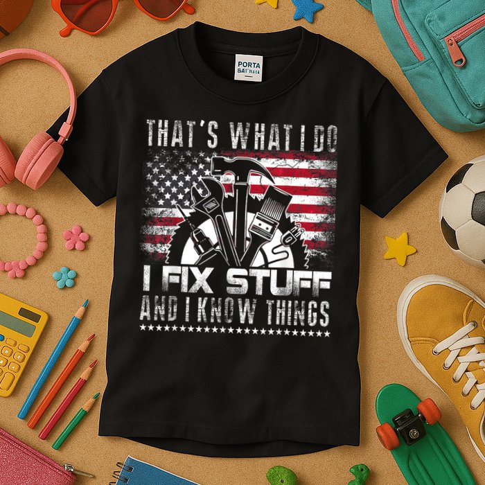 Thats What I Do I Fix Stuff And I Know Things Funny Men Kids T-Shirt