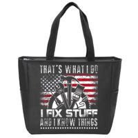 Thats What I Do I Fix Stuff And I Know Things Funny Men Zip Tote Bag