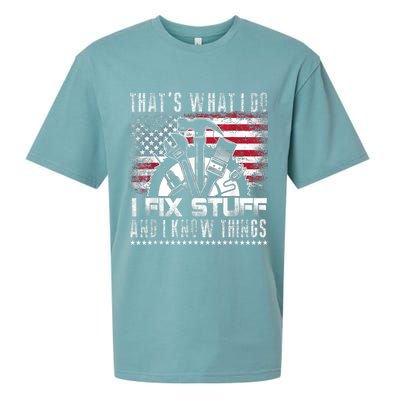 Thats What I Do I Fix Stuff And I Know Things Funny Men Sueded Cloud Jersey T-Shirt