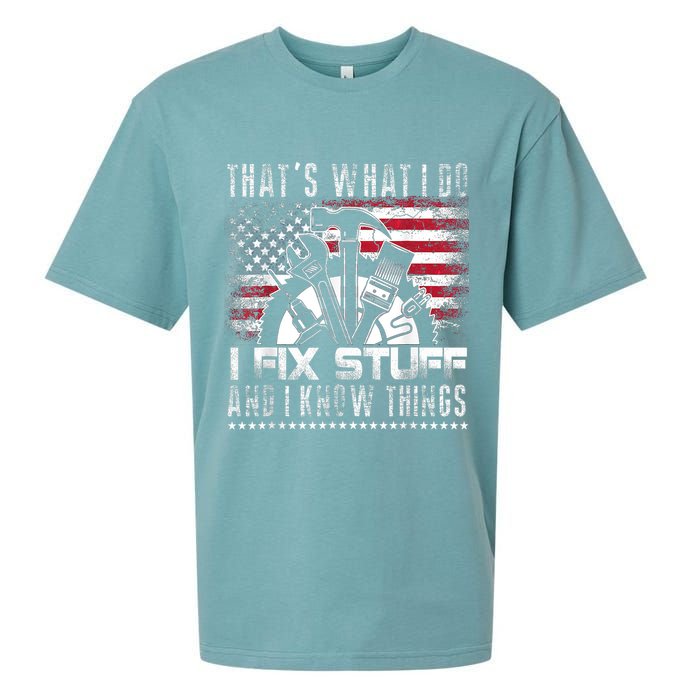 Thats What I Do I Fix Stuff And I Know Things Funny Men Sueded Cloud Jersey T-Shirt