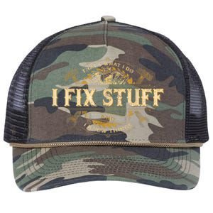 Thats What I Do I Fix Stuff And I Know Things Funny Men Retro Rope Trucker Hat Cap