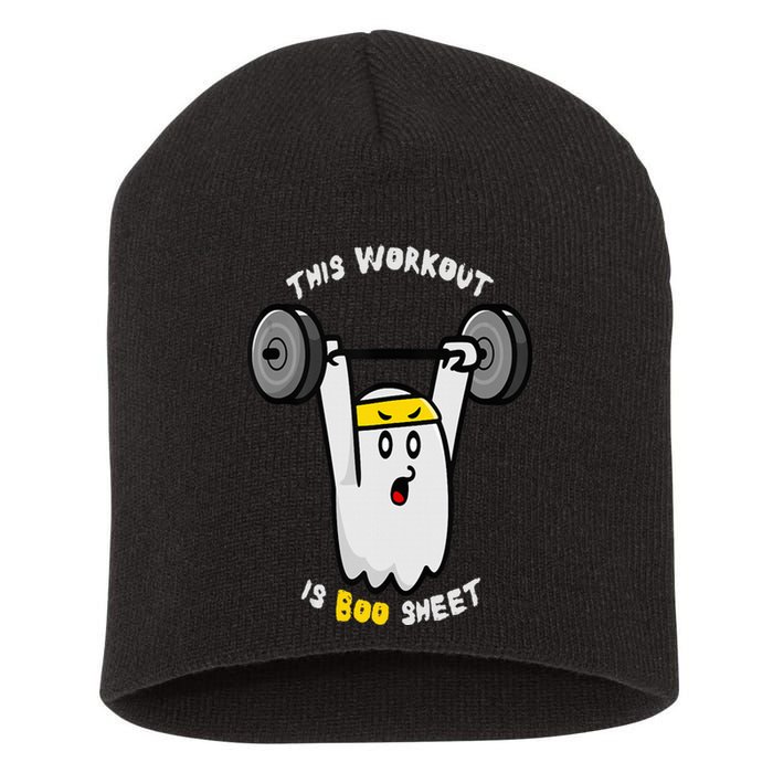 This Workout Is Boo Sheet Halloween Ghost Exercise Gym Short Acrylic Beanie