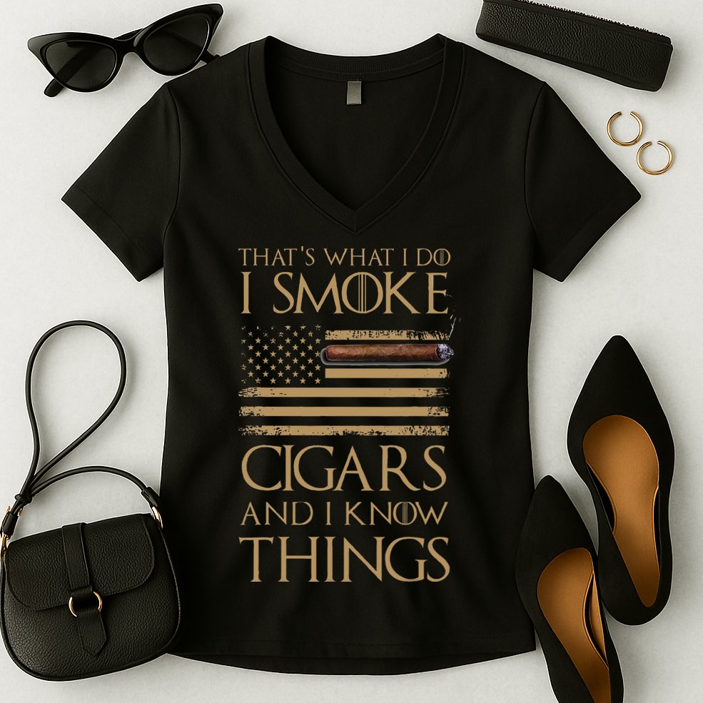 ThatS What I Do I Smoke Cigars And I Know Things Women's V-Neck T-Shirt