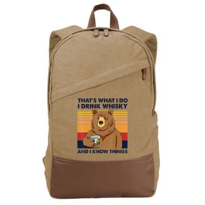 That's What I Do I Drink Whiskey And I Know Things Bear Tee Cotton Canvas Backpack